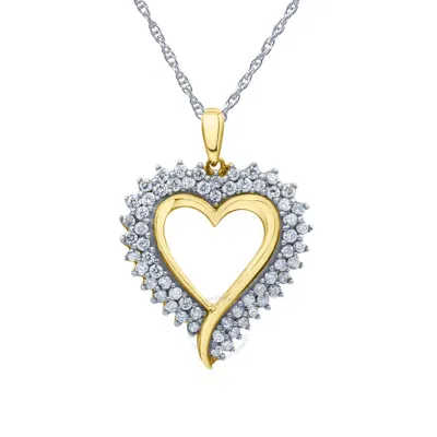 Brilliant Diamond Sterling Silver Accent Lab Grown Diamond Pendant Necklace For Women In Two Tone