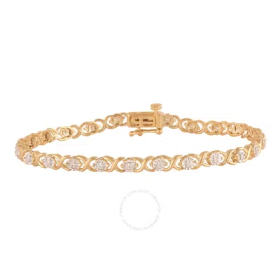 Brilliant Diamond Yellow Gold Over Sterling Silver 0.25 Cttw Lab Grown Diamond Tennis Bracelet For W