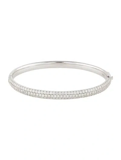 Pre-owned Brilliant Earth 18k 3.00ctw Diamond Hinged Bangle Bracelet, 6.5" In Multi