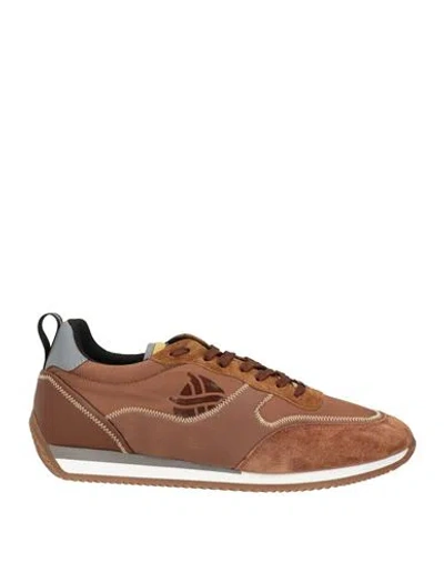 Brimarts Man Sneakers Camel Size 7 Textile Fibers, Leather In Brown