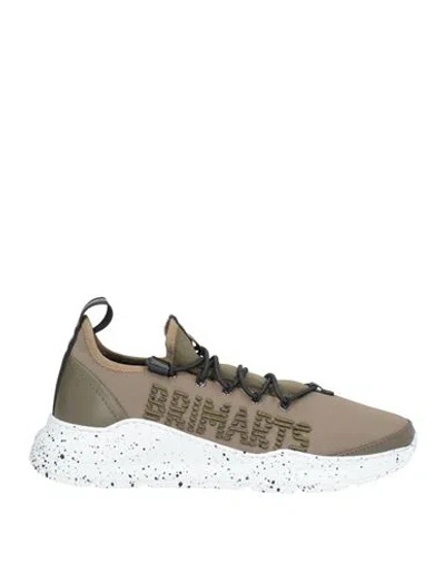 Brimarts Man Sneakers Military Green Size 8 Leather, Textile Fibers