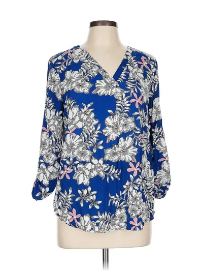 Pre-owned Brina & Em 3/4 Sleeve Blouse In Blue