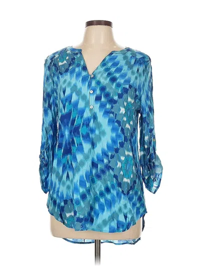 Pre-owned Brina & Em 3/4 Sleeve Blouse In Blue