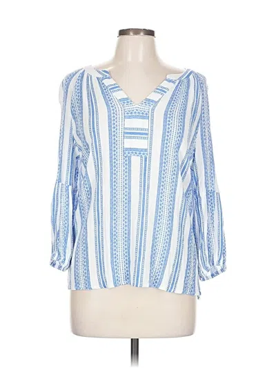 Pre-owned Brina & Em 3/4 Sleeve Blouse In Blue