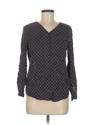 Pre-owned Brina & Em Long Sleeve Blouse In Blue