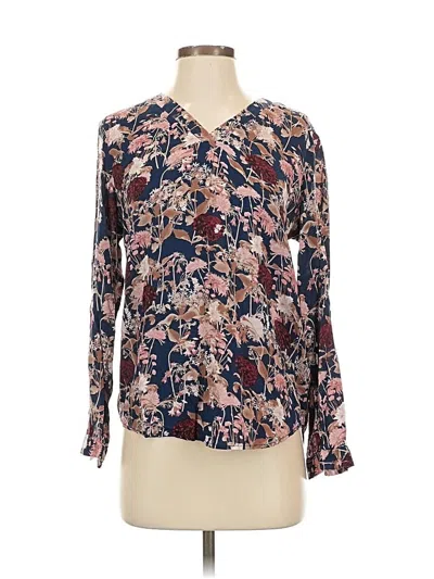 Pre-owned Brina & Em Long Sleeve Blouse In Blue