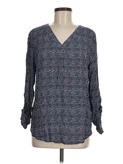 Pre-owned Brina & Em Long Sleeve Blouse In Blue