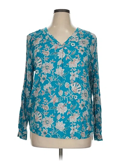 Pre-owned Brina & Em Long Sleeve Blouse In Blue