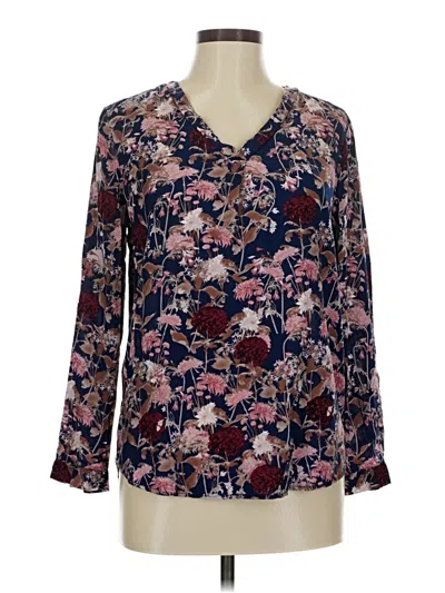 Pre-owned Brina & Em Long Sleeve Blouse In Burgundy