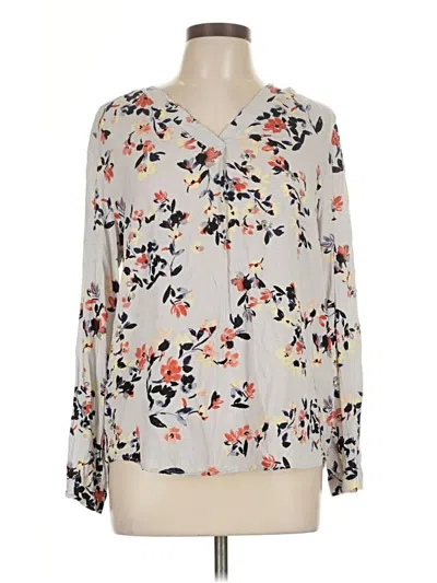 Pre-owned Brina & Em Long Sleeve Blouse In White