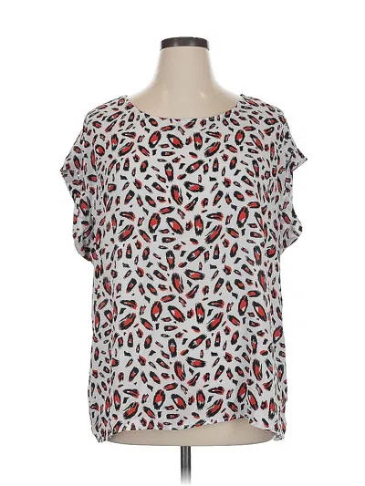 Pre-owned Brina & Em Short Sleeve Blouse In Silver