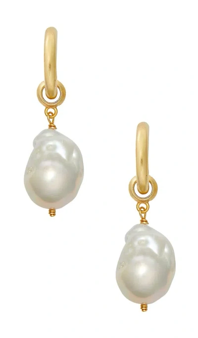 Brinker & Eliza Favorite Pearl Hoops In Gold