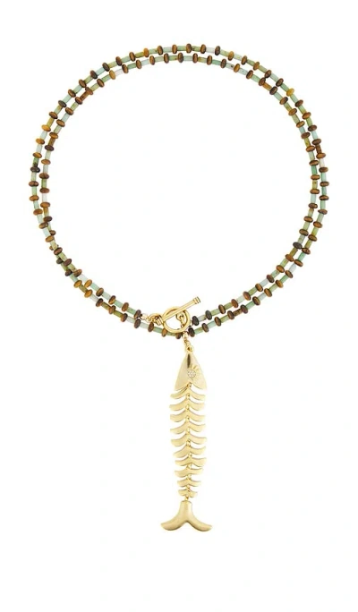 Brinker & Eliza Saltwater Necklace In Gemstone Multi & Gold