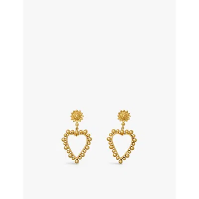 Brinker And Eliza Womens Gold Heart Of Gold 24ct Antique Gold-plated Brass Earrings