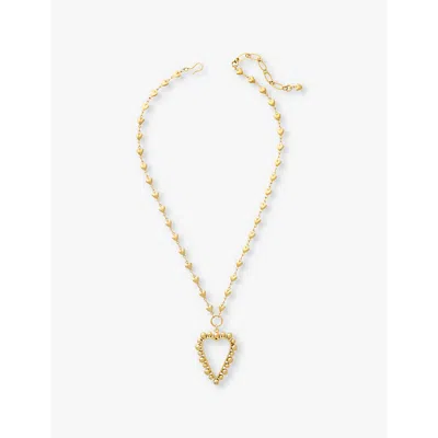 Brinker And Eliza Womens Gold Heart Of Gold 24ct Yellow Gold-plated Brass Heart Pendant Necklace