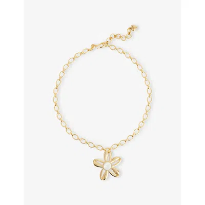 Brinker & Eliza Womens Aloha 24ct Antique Gold-plated Brass And Mother-of-pearl Pendant Necklace
