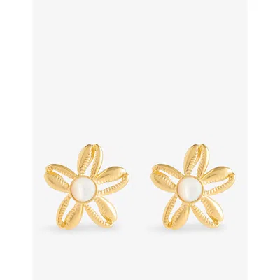 Brinker & Eliza Womens Aloha 24ct Antique Yellow-gold Plated Metal Earrings