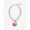 Brinker & Eliza Womens Kunzite/shell Bora Bora Brass, Kunzite And Pecten Shell Necklace