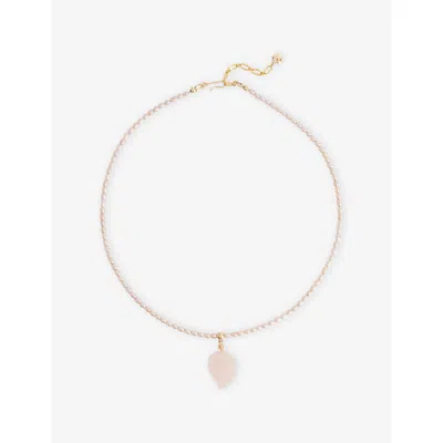 Brinker & Eliza Womens Nixie Gold-plated Brass, Rose Quartz And Freshwater Pearl Necklace