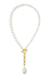 Brinker & Eliza Ethereal Pearl Lariat Necklace In Gold