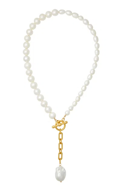 Brinker & Eliza Ethereal Pearl Lariat Necklace In Gold