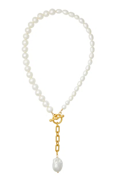 Brinker & Eliza Ethereal Pearl Lariat Necklace In White