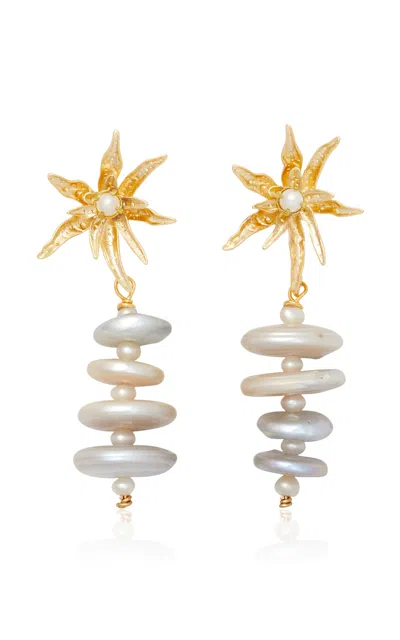 Brinker & Eliza Evangeline 24k Gold-plated Pearl Earrings In Gold