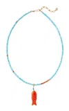 Brinker & Eliza Ischia Gold-plated Beaded Necklace In Blue