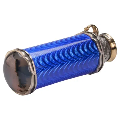 Pre-owned Brinker Studio Award Winning Design Cobalt Blue Guilloché Enamel Kaleidoscope Pendant