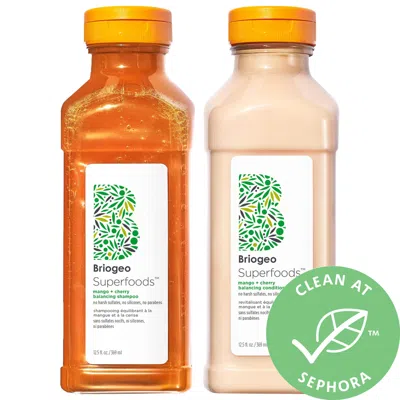 BRIOGEO SUPERFOODS MANGO + CHERRY BALANCING SHAMPOO + CONDITIONER DUO FOR OIL CONTROL,P471538