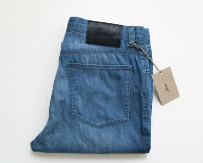Pre-owned Brioni $675  Blue Thin Stretchy Cotton Blend Jeans Trousers Pants 32 Us 48 Euro