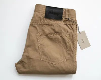 Pre-owned Brioni $725  Tan Thin Stretchy Cotton Jeans Trousers Pants Size 38 Us 54 Euro In Brown