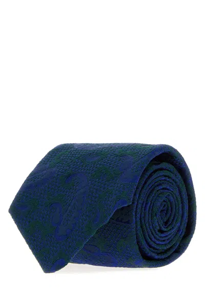 Brioni 8 Cm Embroidered Silk Tie In Blue