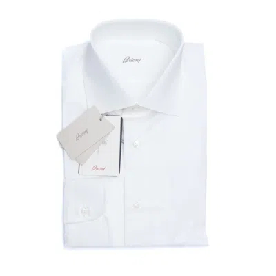 Pre-owned Brioni €847 Nwb  Dress Shirt 42 / 16 1/2 Regular Fit Solid White Giza 87 Poplin