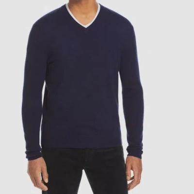 Pre-owned Brioni $920  Men Blue V-neck Cashmere Silk Wool Pullover Sweater Size It48 Us38
