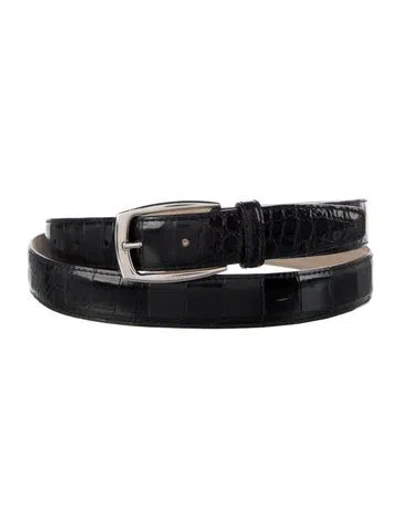 Pre-owned Brioni Alligator Waist Belt In Black