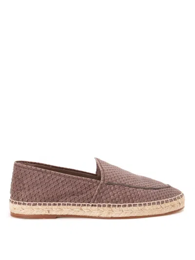 Brioni Leather Espadrilles In Marrón