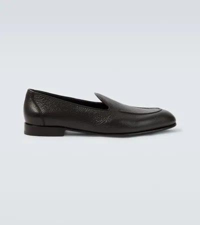 Brioni Appia Leather Loafers In Black
