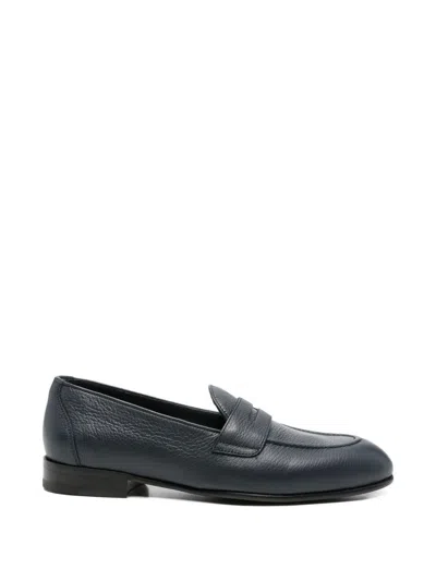 Brioni Appia Leather Penny Loafers In Blue