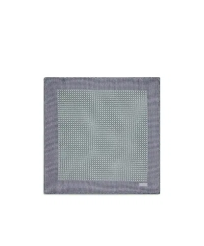 Brioni Aqua Green And Grey Micro Motif Silk Pocket Square In Gray