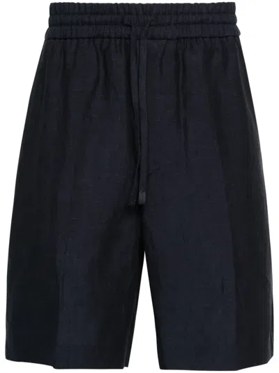 Brioni Asolo Linen Shorts In 蓝色