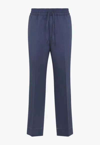Brioni Asolo Linen-blend Pants In Blue