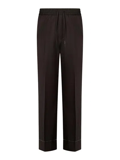 Brioni Asolo Trousers In Rown Stretch Virgin Wool In Black