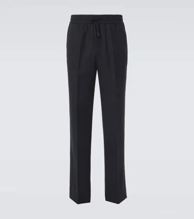 Brioni Asolo Wool Twill Straight Pants In Blue