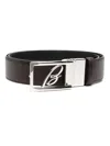 Brioni B-logo Buckle Leather Belt In Brown