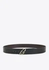 Brioni Adjustable Leather Reversible Belt In Black