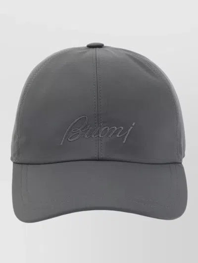 Brioni Baseball Hat Curved Brim Polyester Visor In Gray