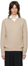 BRIONI BEIGE CASHMERE V-NECK SWEATER