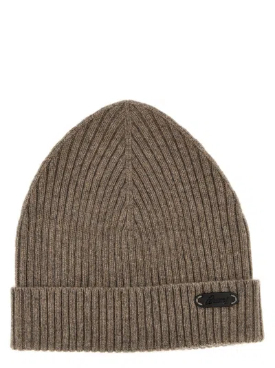 BRIONI BEIGE ENGLISH RIBBED BEANIE
