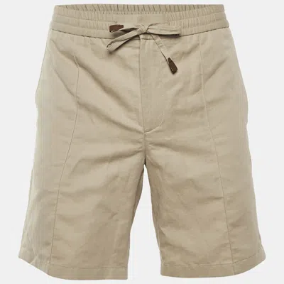 Pre-owned Brioni Beige Linen &cotton Blend Sidney Bermuda Shorts S In Sand